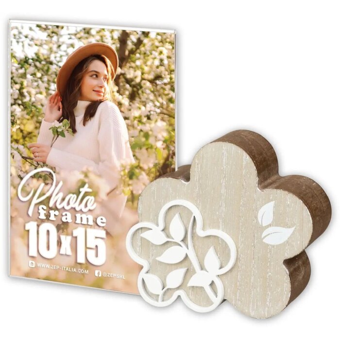 ZEP acrílico y marco de madera Flora 10x15 cm