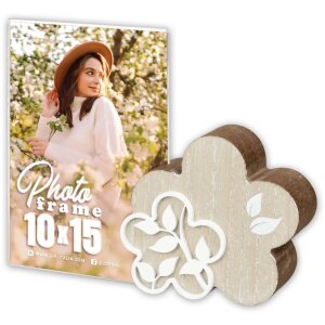 ZEP acrílico y marco de madera Flora 10x15 cm