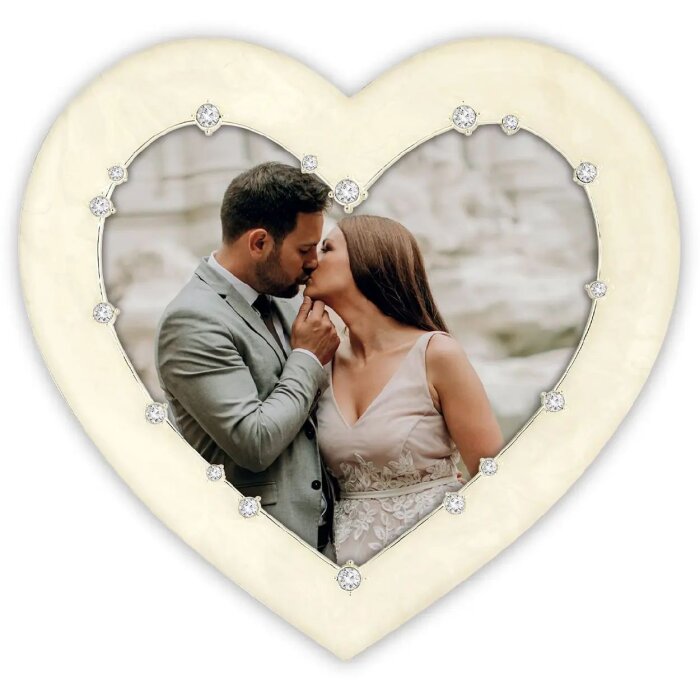 ZEP marco de metal Debussy 14x16 cm en forma de corazón con fondo de terciopelo