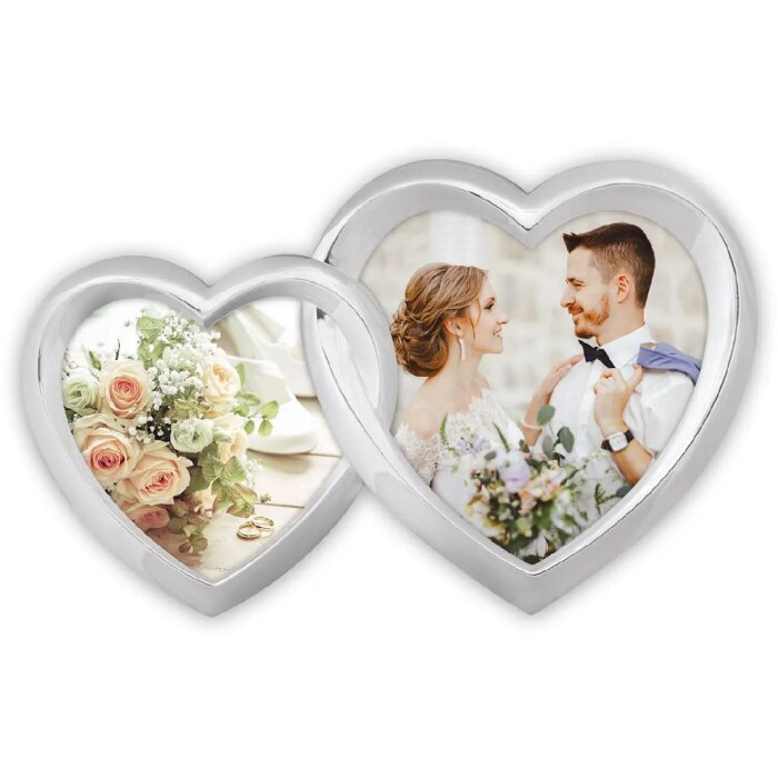 ZEP doble marco de metal Ravel para 2 fotos 8x8 y 10x10 cm panel posterior de terciopelo