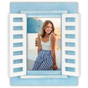 ZEP Marco de madera Procida Azul 10x15 cm con contraventanas