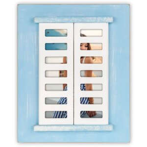 ZEP Marco de madera Procida Azul 10x15 cm con contraventanas