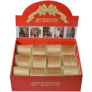 Clayre & Eef LI0128GO Cinta Beige-Oro 6,3 cm x 5 m
