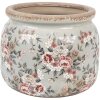 Clayre & Eef 6CE1964L Macetero gris con flores rosas Ø 20x15 cm
