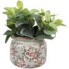 Clayre & Eef 6CE1964L Macetero gris con flores rosas Ø 20x15 cm