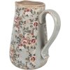 Clayre & Eef jarra decorativa cerámica gris rosa flores 21x15x23 cm estilo country