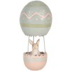 Clayre & Eef Decoración Conejo Globo Aerostático Beige Azul Ø 12x25 cm