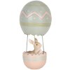 Clayre & Eef Decoración Conejo Globo Aerostático Beige Azul Ø 12x25 cm