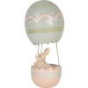 Clayre & Eef Decoración Conejo Globo Aerostático Beige Azul Ø 12x25 cm