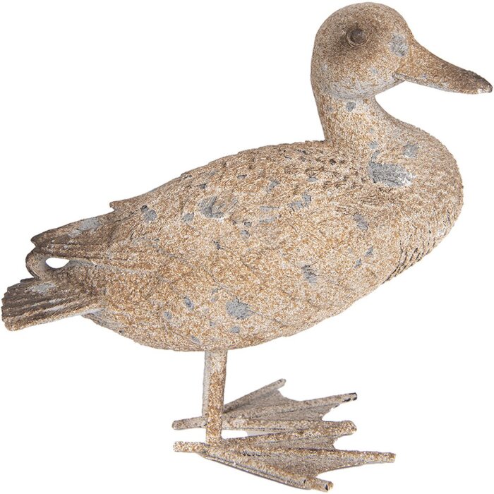 Pato decorativo Clayre & Eef Poliresina gris-marrón 22x15x21 cm