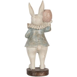 Clayre & Eef Conejo Decorativo Estilo Campestre Beige Azul 11x10x28 cm Poliresina