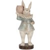 Clayre & Eef Conejo Decorativo Estilo Campestre Beige Azul 11x10x28 cm Poliresina