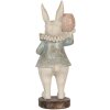 Clayre & Eef Conejo Decorativo Estilo Campestre Beige Azul 11x10x28 cm Poliresina