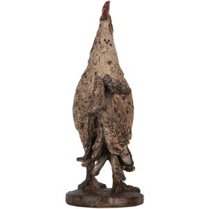 Clayre & Eef 6PR5481 Gallo Decorativo Beige Marrón 26x13x33 cm Poliresina