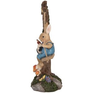 Clayre & Eef figurita decorativa conejo en columpio estilo campestre 20x12x32 cm