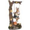 Clayre & Eef figurita decorativa conejo en columpio estilo campestre 20x12x32 cm