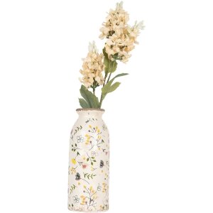 Clayre & Eef Jarrón de Cerámica Ø 8x20 cm Beige Rosa Country Style Vintage