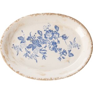 Clayre & Eef 6CE2020 Plato decorativo Beige-Azul 25x18x3 cm