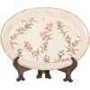 Clayre & Eef Plato Decoración Cerámica Beige Rosa 25x18 cm Estilo Vintage