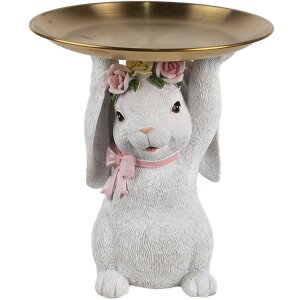 Clayre & Eef Decoración Conejo con Cuenco Oro...