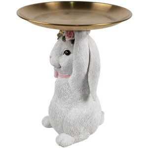 Clayre & Eef Decoración Conejo con Cuenco Oro...