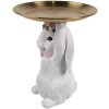 Clayre & Eef Decoración Conejo con Cuenco Oro Blanco Ø 21 cm Poliresina
