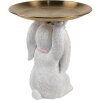 Clayre & Eef Decoración Conejo con Cuenco Oro Blanco Ø 21 cm Poliresina