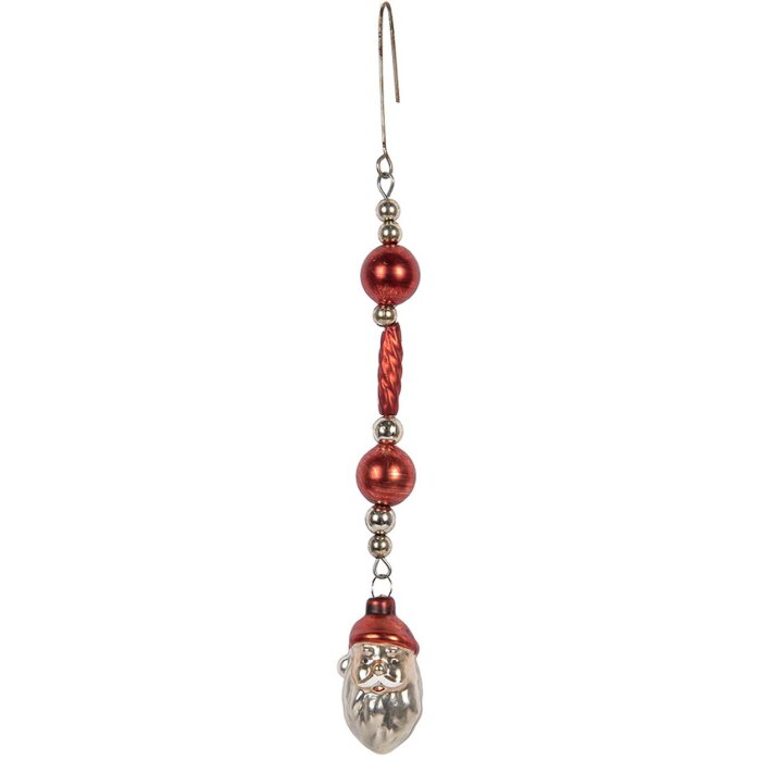 Clayre & Eef 65990 Colgante Navidad Vidrio Rojo Plata 2x2x23 cm