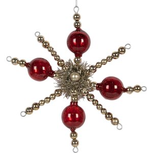 Clayre & Eef 65992 Colgante de Navidad vidrio rojo...