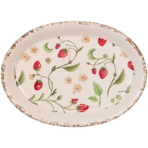 Clayre & Eef Plato decorativo 25x18x3 cm Beige Rojo...