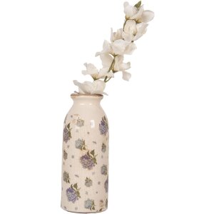 Clayre & Eef 6CE2023 Jarrón Cerámica Antigua Floral Beige Rosa Ø 8x20 cm