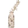 Clayre & Eef 6CE2023 Jarrón Cerámica Antigua Floral Beige Rosa Ø 8x20 cm