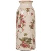 Clayre & Eef 6CE2027 Jarrón Beige Rosa Estampado Floral Ø 8x20 cm Cerámica Vintage