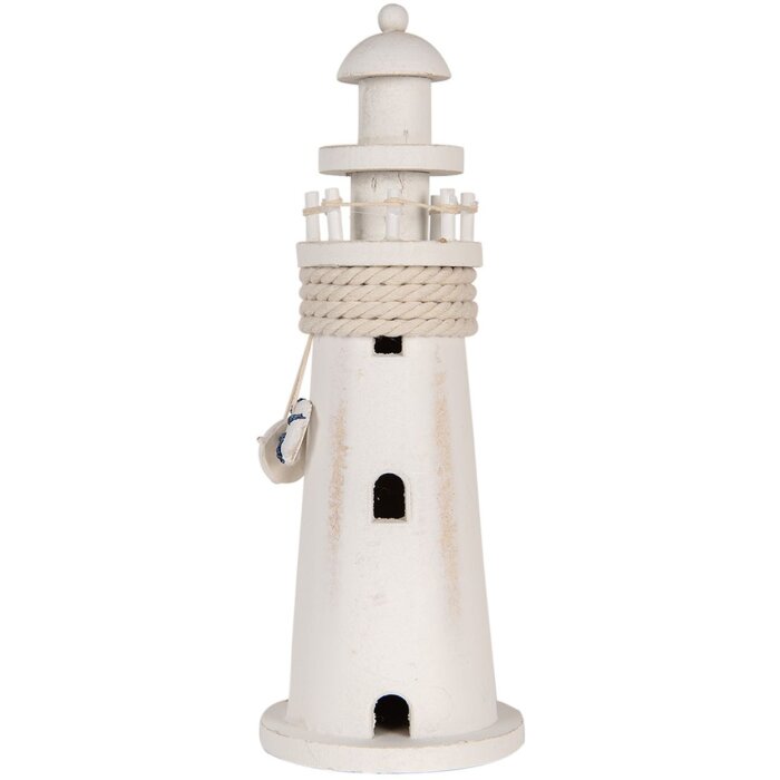 Clayre & Eef 6H2409 Faro Decorativo Blanco Ø 10x30 cm Estilo Campestre