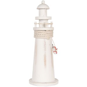 Clayre & Eef 6H2409 Faro Decorativo Blanco Ø 10x30 cm Estilo Campestre