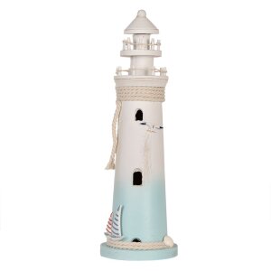 Clayre & Eef Faro Decorativo Blanco Azul Ø...