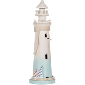 Clayre & Eef Faro Decorativo Blanco Azul Ø...