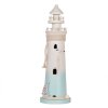 Clayre & Eef Faro Decorativo Blanco Azul Ø 13x42 cm MDF Madera Decoración Marítima