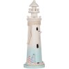 Clayre & Eef Faro Decorativo Blanco Azul Ø 13x42 cm MDF Madera Decoración Marítima