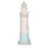 Clayre & Eef Faro Decorativo Blanco Azul Ø 13x42 cm MDF Madera Decoración Marítima