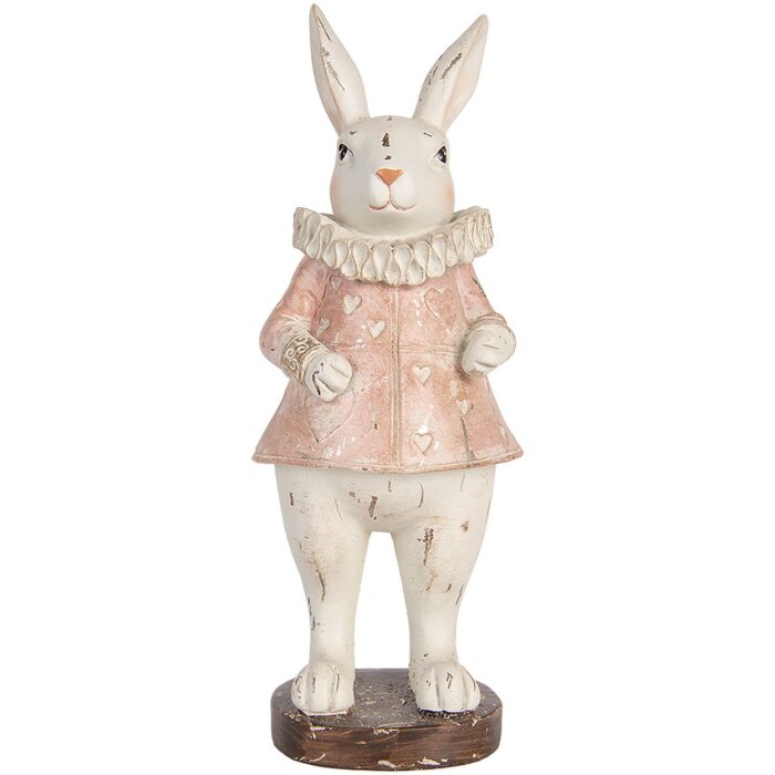 Clayre & Eef Conejo Decorativo Pascua Vintage Beige Rosa 11x10x29 cm