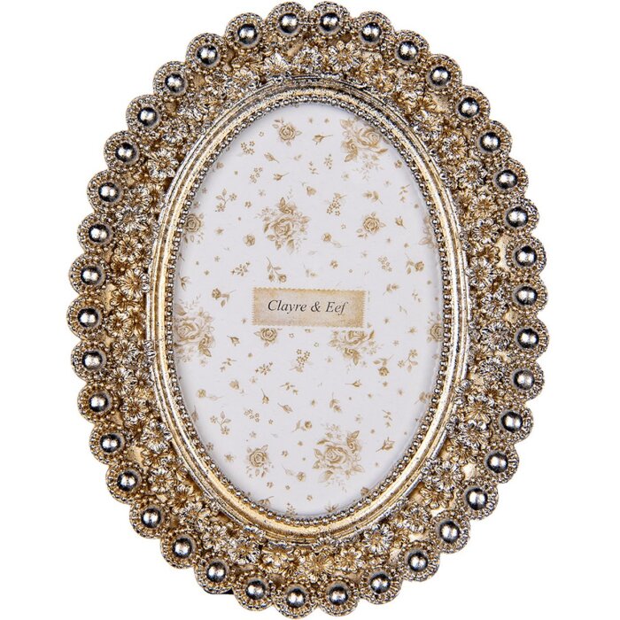 Clayre & Eef 2F1252 Marco de Foto Plata 10x15 cm Ovalado Vintage Plástico Cristal