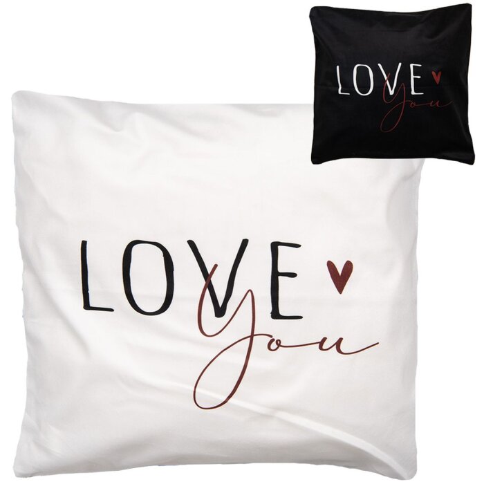 Clayre & Eef BHS24-2 Funda de Cojín 45x45 cm Diseño Romántico Blanco y Negro