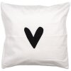 Clayre & Eef BHS24-3 Funda de Cojín 45x45 cm Blanco Negro Motivo Corazón