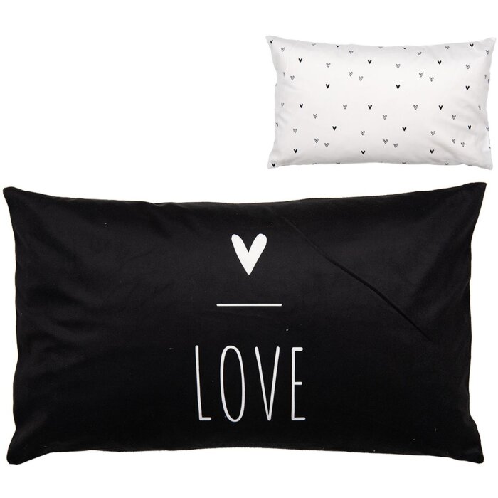 Clayre & Eef BHS36-1 Funda de Cojín 30x50 cm Negro Blanco