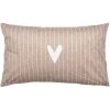 Clayre & Eef Funda de Cojín 30x50 cm Marrón Blanco Estilo Campestre Poliéster