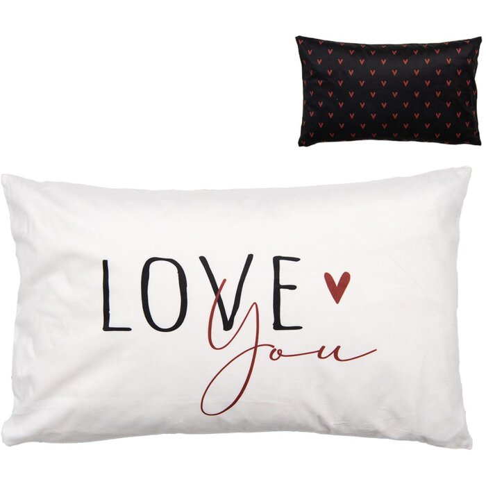 Clayre & Eef BHS36-4 Funda de Cojín 30x50 cm Negro Blanco Diseño Romántico