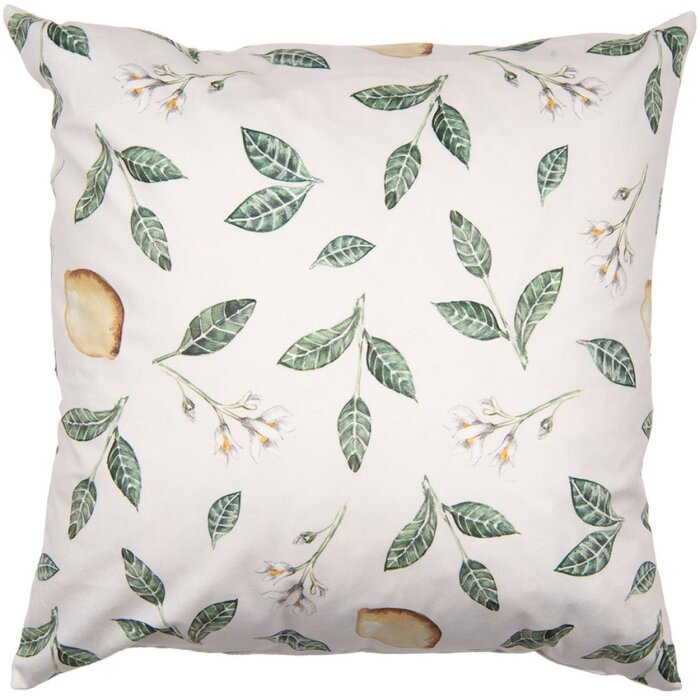 Clayre & Eef LEL22 Funda de cojín 45x45 cm Beige estampado floral estilo campestre