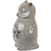 Clayre & Eef Figurita de Cerámica Búho Gris Rosa 11x10x17 cm Estilo Campestre