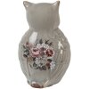 Clayre & Eef Figurita de Cerámica Búho Gris Rosa 11x10x17 cm Estilo Campestre
